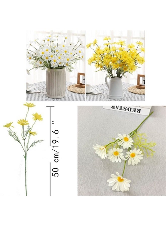 OUKEYI Artificial Flowers 12 Bundles Artificial Silk Daisy Fake Flowers UV Resistant Outdoor Fake Wildflowers with Stems Greenery Shrubs Plants Arrangements for Home Garden for Decoration (White) - Image 3