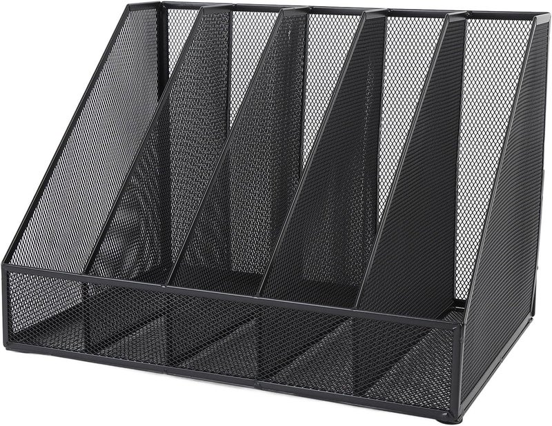 LiebeWH Desk Organizer Metal Mesh 5 Compartment File Organizer for Office Home School Documents Books Mail Letter Trays - Image 3