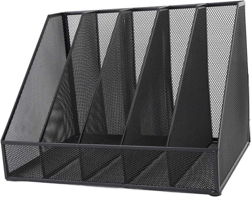 LiebeWH Desk Organizer Metal Mesh 5 Compartment File Organizer for Office Home School Documents Books Mail Letter Trays - Image 4