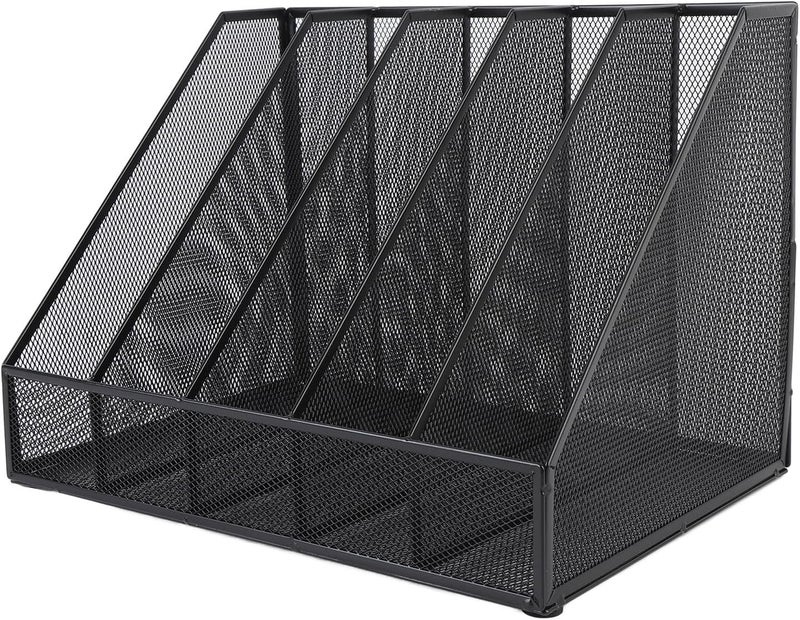 LiebeWH Desk Organizer Metal Mesh 5 Compartment File Organizer for Office Home School Documents Books Mail Letter Trays - Image 1