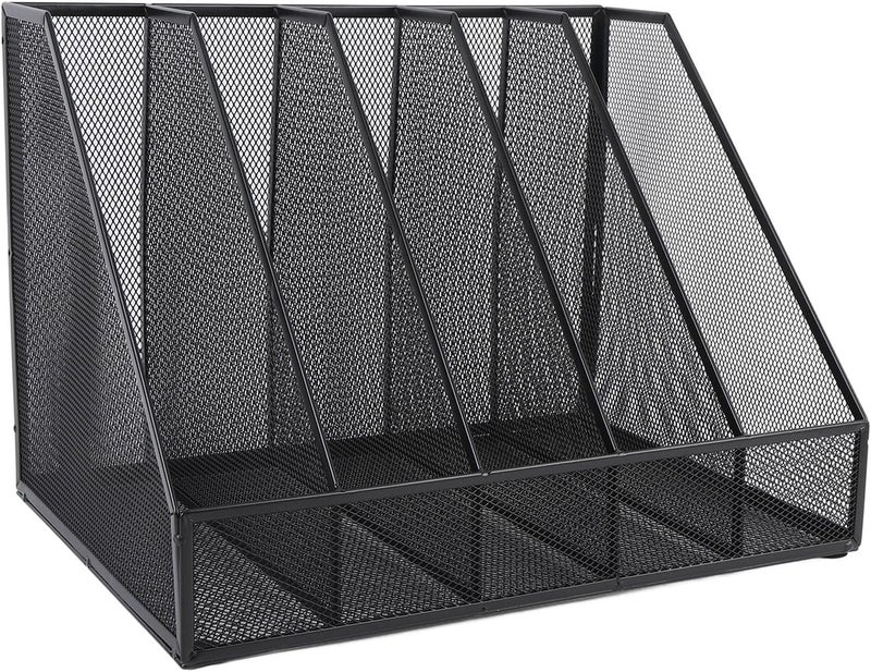 LiebeWH Desk Organizer Metal Mesh 5 Compartment File Organizer for Office Home School Documents Books Mail Letter Trays - Image 2