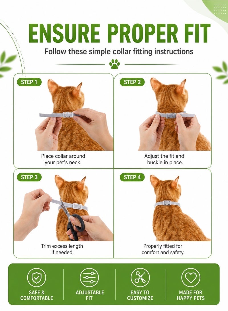 Saudi Select Flea and Tick Collar for Cats, 8-Month Protection, Repels and Kills Fleas, Ticks, and Lice, Adjustable, Waterproof, Grey - Vet Recommended Formula - Image 4