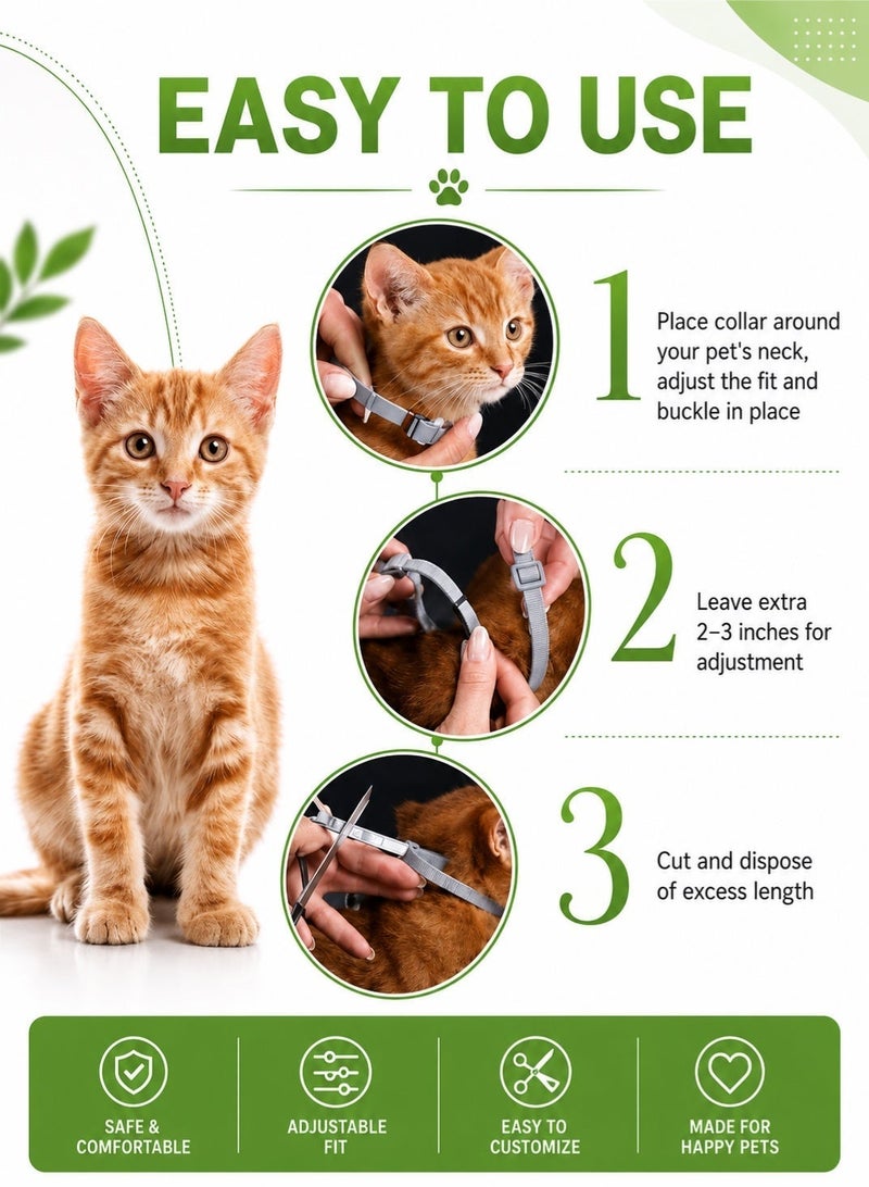 Saudi Select Flea and Tick Collar for Cats, 8-Month Protection, Repels and Kills Fleas, Ticks, and Lice, Adjustable, Waterproof, Grey - Vet Recommended Formula - Image 3