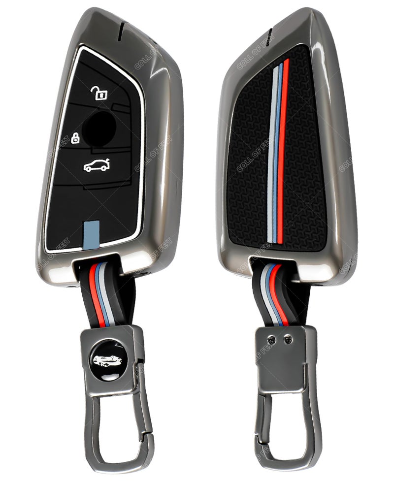Coll of Fest Metal Silicon Key Cover Compatible with BMW X1, X3, X6, X5, 3 Series, 5 Series, 6 Series, 7 Series, GT Series, M, X Series, 3 Button Blade Smart Key Visible in Low-Light Condition - Image 5