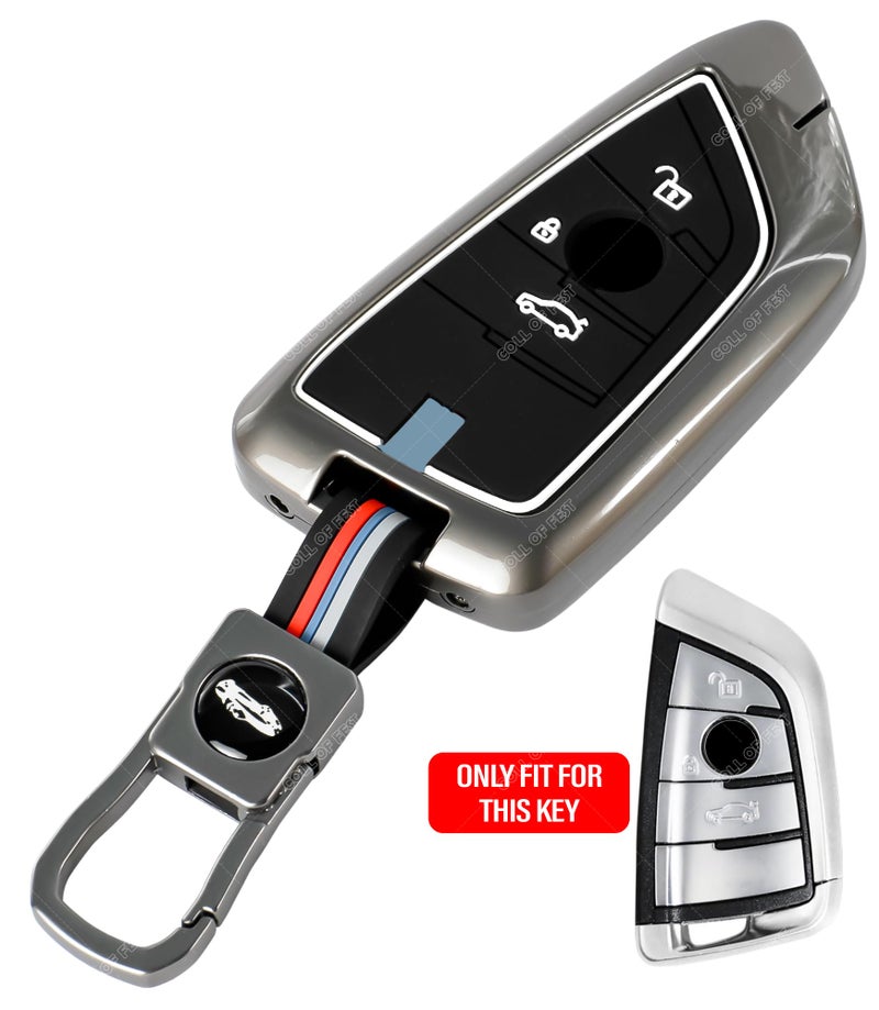 Coll of Fest Metal Silicon Key Cover Compatible with BMW X1, X3, X6, X5, 3 Series, 5 Series, 6 Series, 7 Series, GT Series, M, X Series, 3 Button Blade Smart Key Visible in Low-Light Condition - Image 3