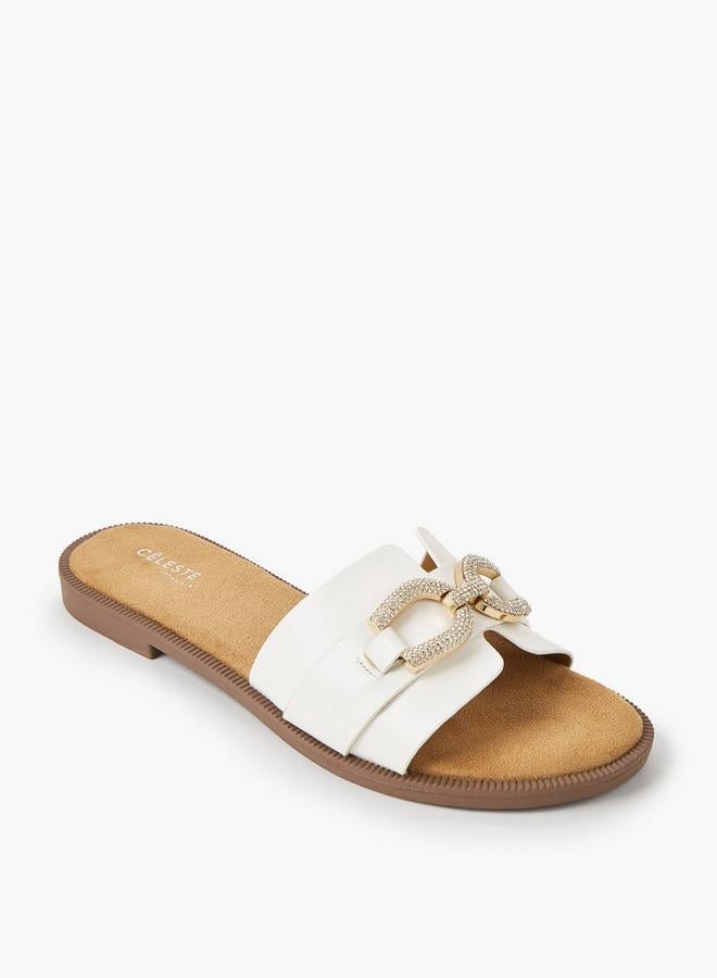 Celeste Women Stone Embellished Flat Sandals - Image 2