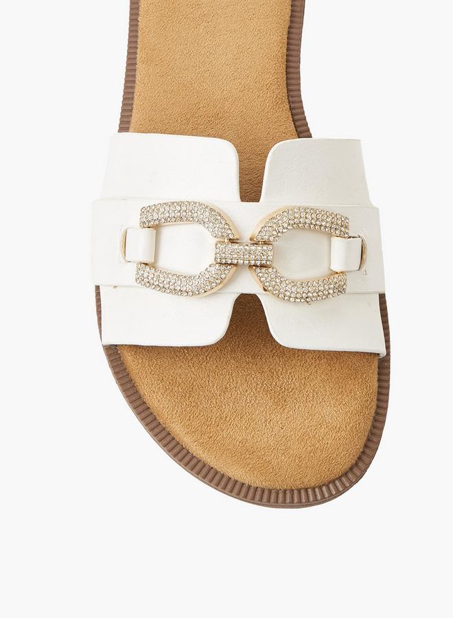 Celeste Women Stone Embellished Flat Sandals - Image 5
