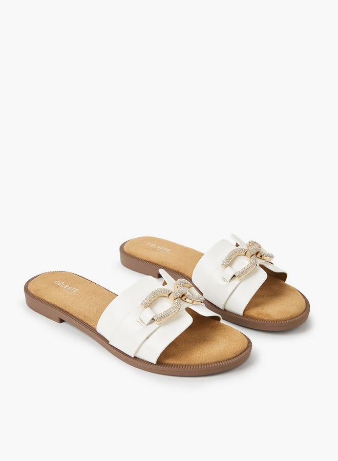Celeste Women Stone Embellished Flat Sandals - Image 1