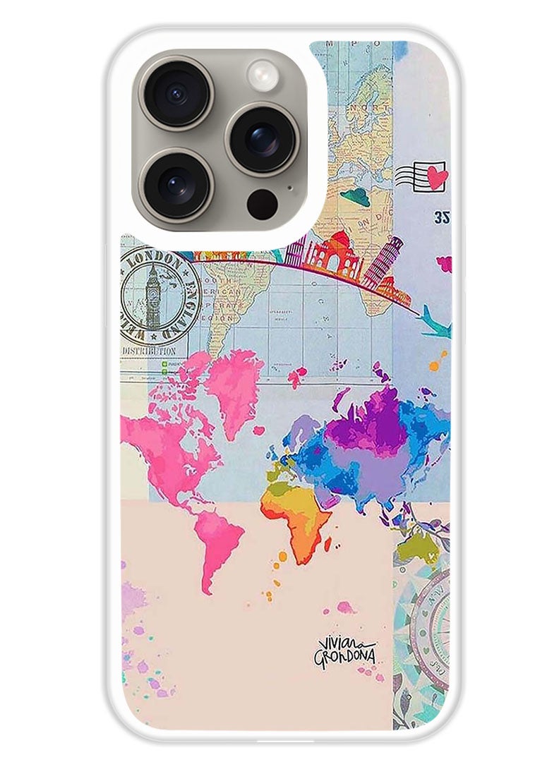 Theodor Protective Case Cover For APPLE IPHONE 15 Pro Max Travel (White Bumper) - Image 1