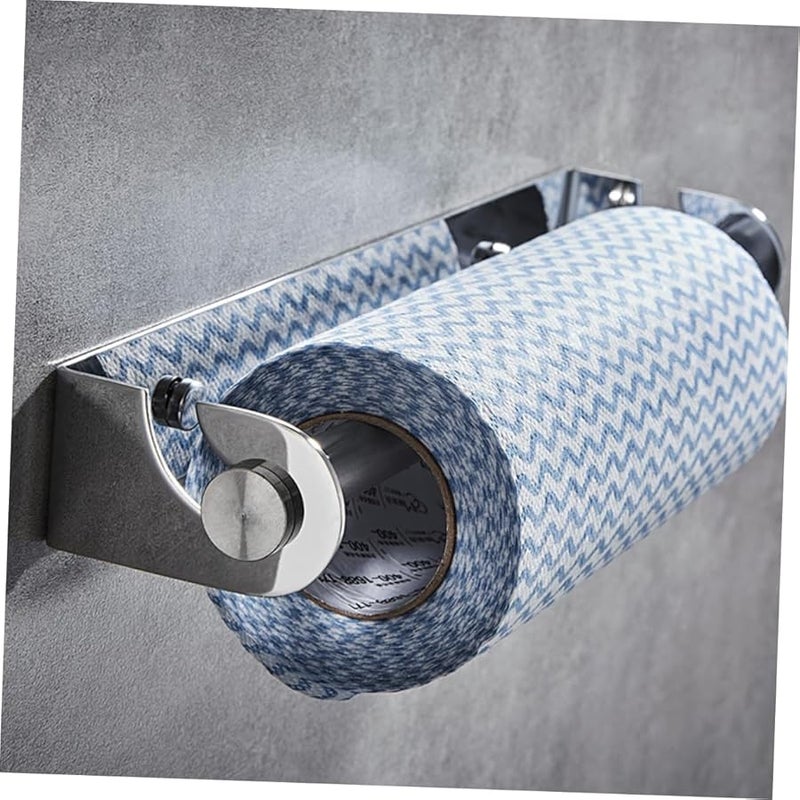 Stainless Steel Wall Mounted Paper Towel Holder Bathroom Storage Rack Punch Installation - Image 4