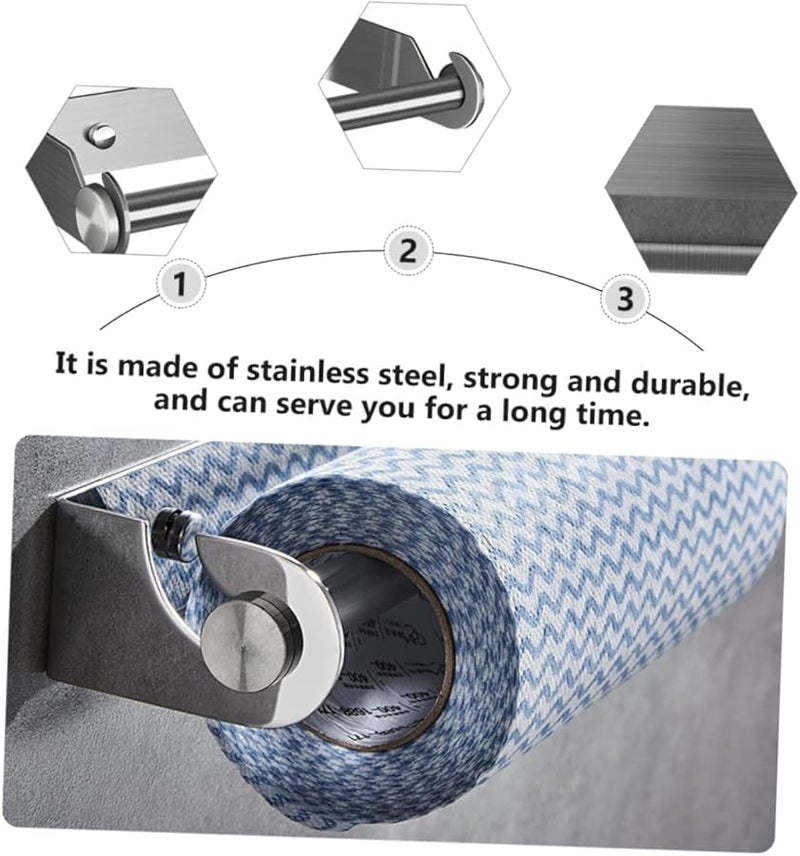 Stainless Steel Wall Mounted Paper Towel Holder Bathroom Storage Rack Punch Installation - Image 3
