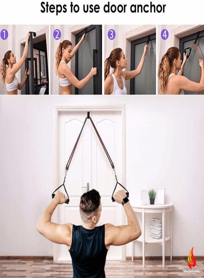 Shopeleven Resistance Band Set with Handles, Portable Toning Tubes with Door Anchor & Foam Handles. Resistance Tube Kit with Bag and Ankle Straps Included (11 Pieces Tube Set), (Multicolor) - Image 2