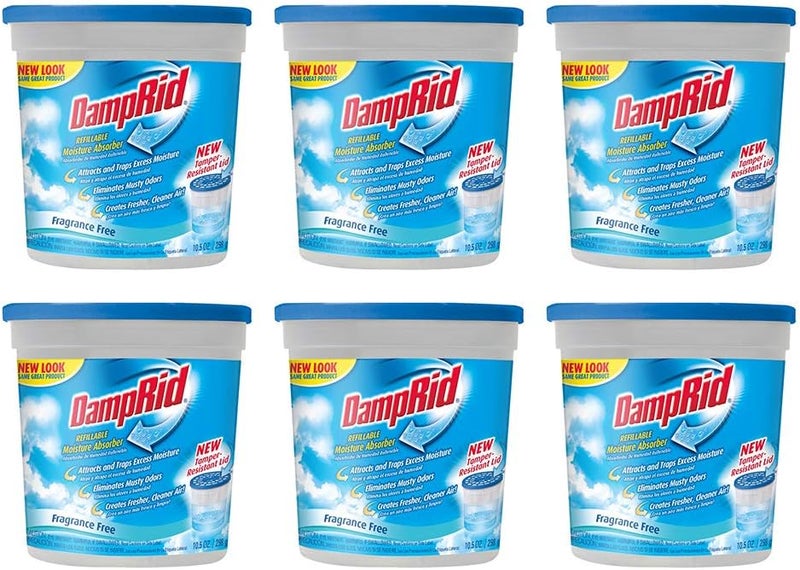 DampRid Refillable Moisture Absorber, Fragrance Free, 10.5 Ounce (Pack of 6) - Image 1