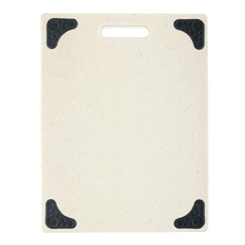 Dexas Superboard Cutting Board with Handle and NonSlip Feet 11 by 145 inches Oatmeal Granite Color with Black NonSlip Corners 451TF51