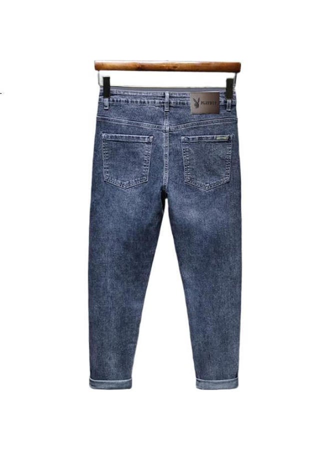 Playboy Jeans For Men, Spring And Summer Casual Pants, Trendy Loose Straight-Leg Stretch Trousers, Blue-Gray, Size 33 - Image 3
