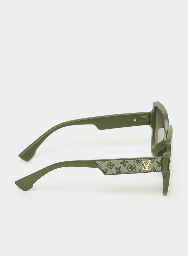 Styli Oversized Square Frame Sunglasses with Temple Detail