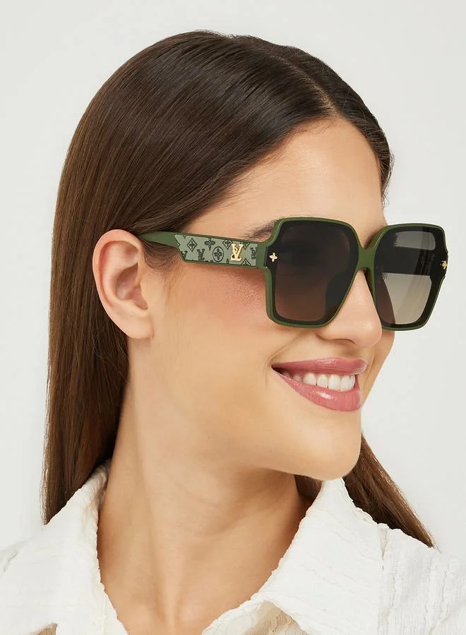 Styli Oversized Square Frame Sunglasses with Temple Detail