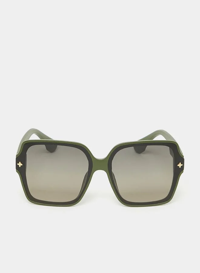 Styli Oversized Square Frame Sunglasses with Temple Detail