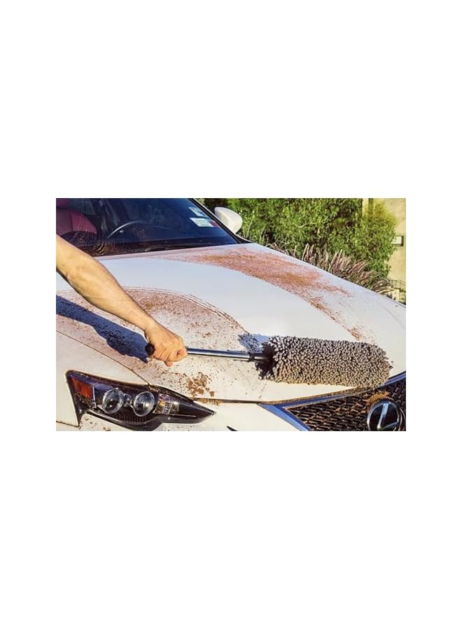 PROMASS فرش تنظيف السيارات المحمولة من برومس - دافتر ناعم من الألياف الدقيقة لتنظيف الخارج والداخل - مقبض طويل، غير قابل للكسر، وقابل للسحب - Image 2