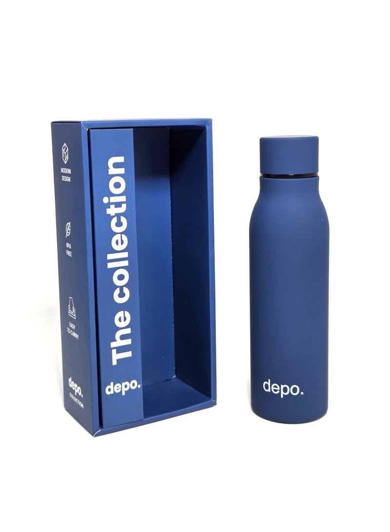 Depo Double-Wall Stainless Steel Vacuum Insulated Water Bottle (500 ml) - Hot & Cold Thermal Flask, Leak-Proof & BPA-Free Portable Water Flask for Travel, Gym, Office & Daily Use - Blue - Image 1