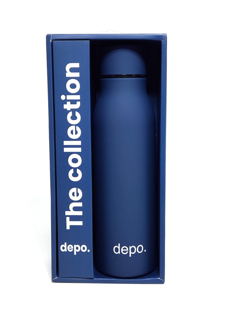 Depo Double-Wall Stainless Steel Vacuum Insulated Water Bottle (500 ml) - Hot & Cold Thermal Flask, Leak-Proof & BPA-Free Portable Water Flask for Travel, Gym, Office & Daily Use - Blue - Image 2