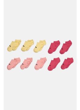RBX Kids Girl 10 Pairs Brand Logo Ankle Socks, Pink  - Image 1