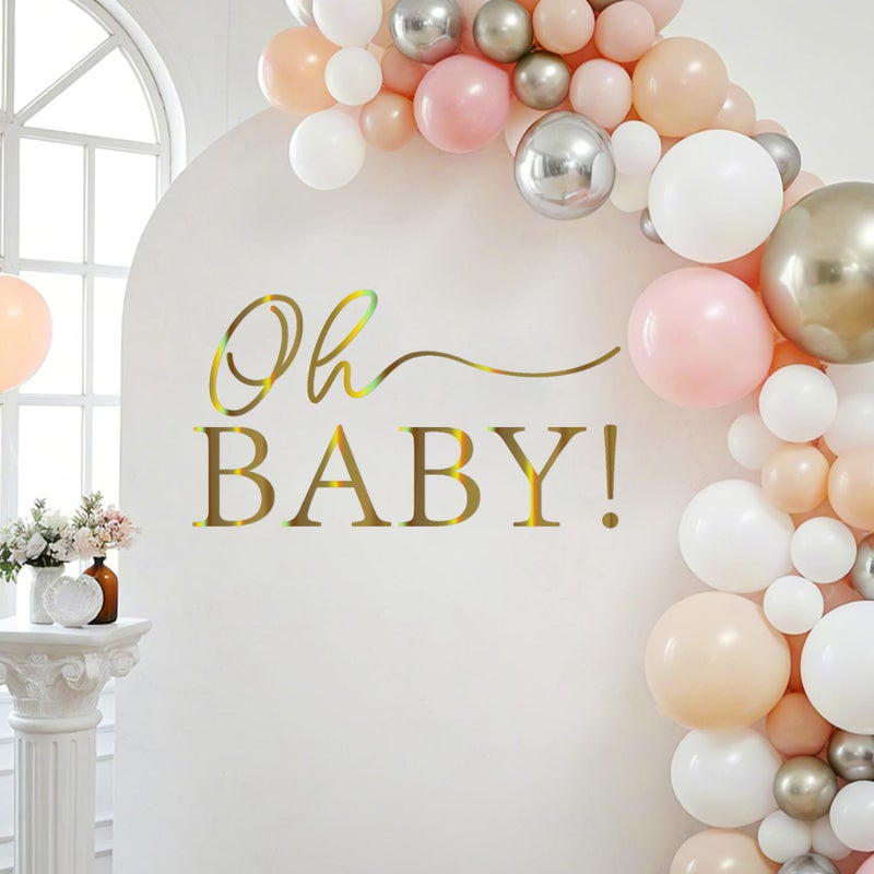 Dvehdbay Oh Baby Sign for Backdrop Gold - Neutral Gender Reveal Decorations, First Birthday Baby Shower Decorations for Girl, Gold Letters for Gender Reveal Sign, 1St Party Banner Supplies - Image 1