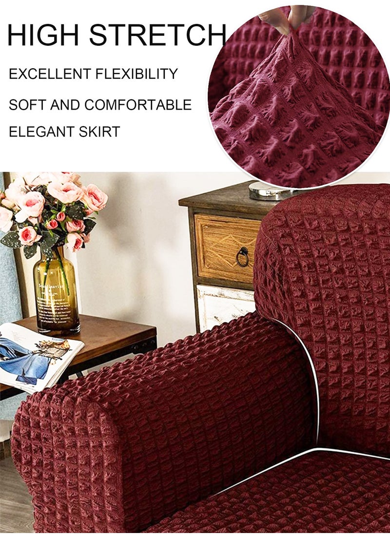Arabest Sofa Cover Set, 4 piece 7 seater（3+2+1+1） Multifunctional Sofa Slipcover, Couch Cover  Furniture Protector Cover, Washable High Elastic Durable  with Skirt, for Living Room for Bed Room (wine red)  - Image 3