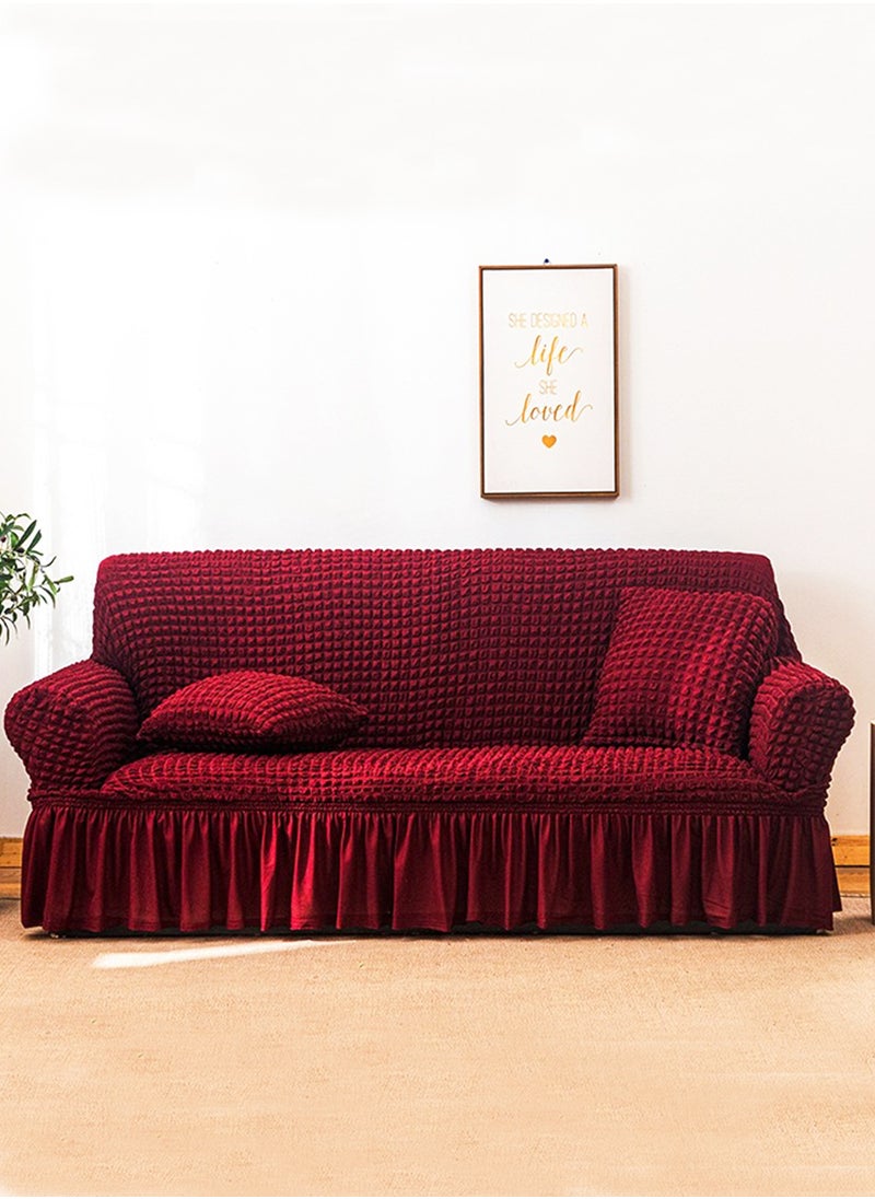 Arabest Sofa Cover Set, 4 piece 7 seater（3+2+1+1） Multifunctional Sofa Slipcover, Couch Cover  Furniture Protector Cover, Washable High Elastic Durable  with Skirt, for Living Room for Bed Room (wine red)  - Image 5