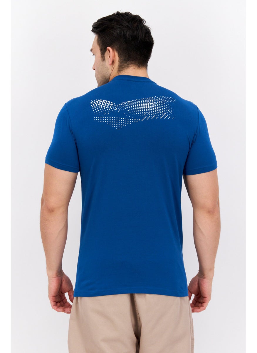 GAS - Men Crew Neck Short Sleeves Printed T-shirt, Blue - Image 1