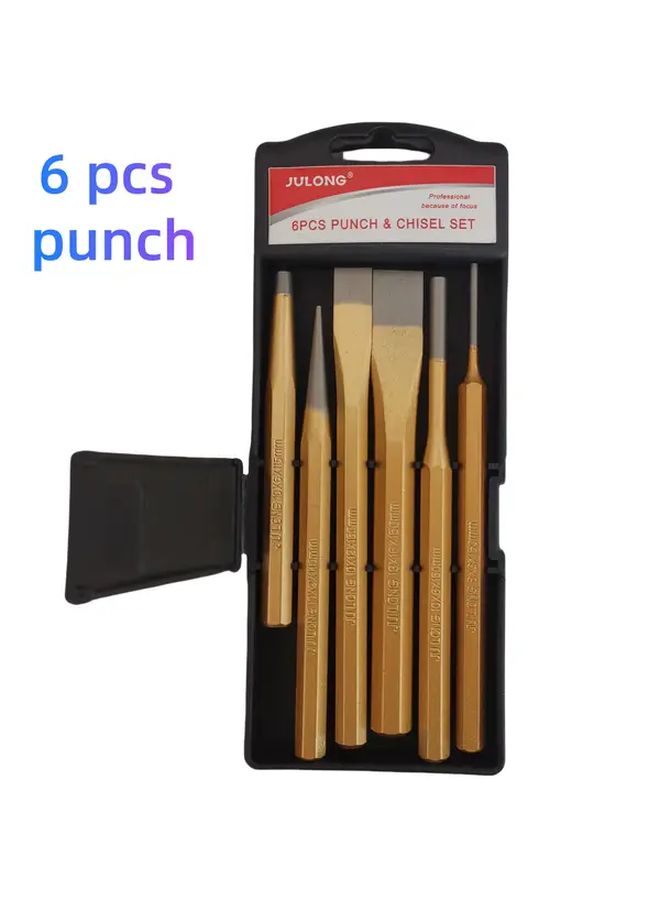 6 Pcs Flat And Pointed Chisel Punch Set For Brick Stone And Cement - Image 1