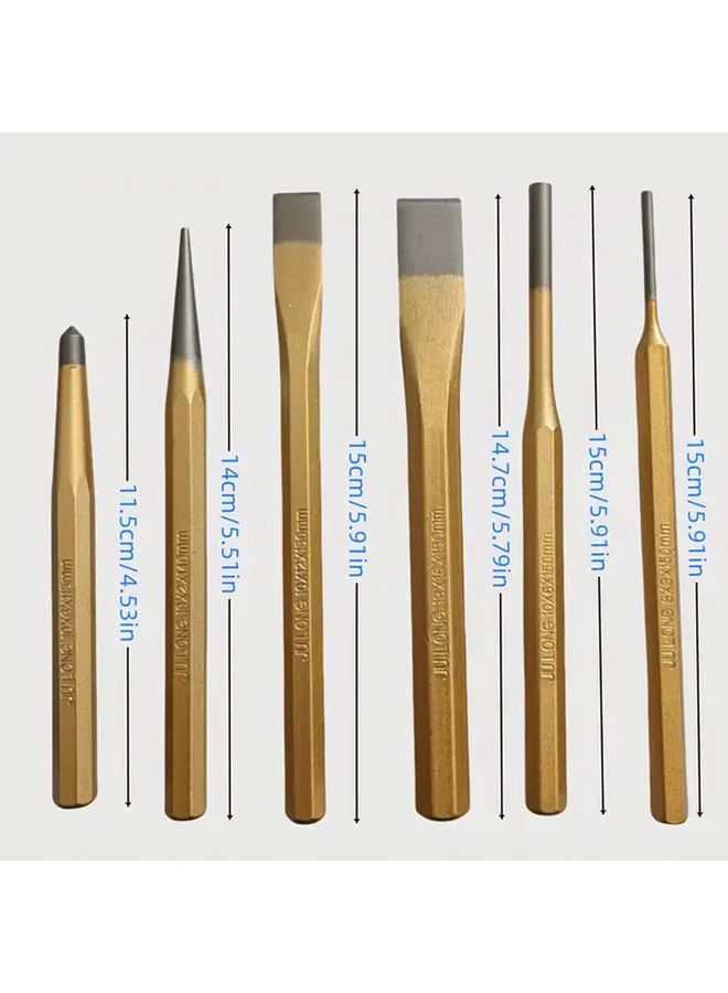 6 Pcs Flat And Pointed Chisel Punch Set For Brick Stone And Cement - Image 2