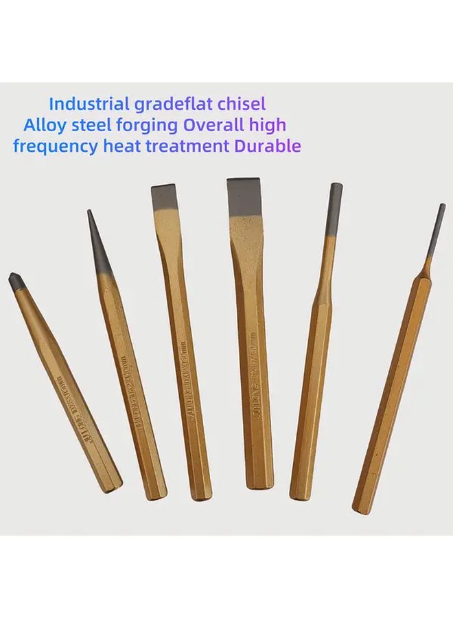 6 Pcs Flat And Pointed Chisel Punch Set For Brick Stone And Cement - Image 4