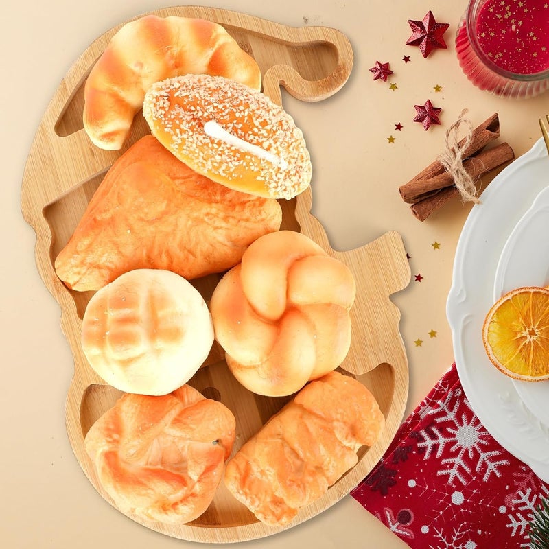 YLOLUL 2 Pcs Christmas Winter Snowman Charcuterie Board Bamboo Wood Cheese Platter Tray Snowman Dinnerware Cookware Large Rectangular Serving Platter - Image 4