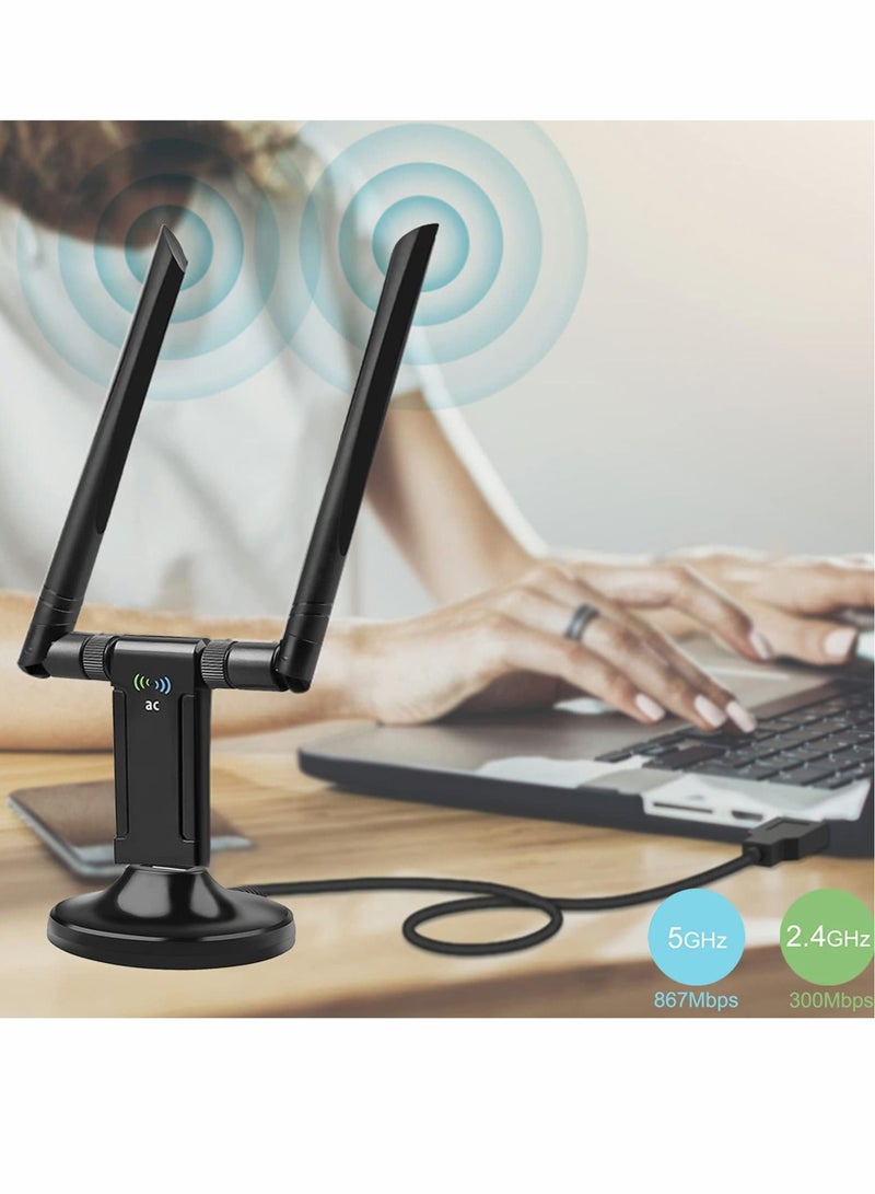 كاست ويف محول واي فاي لاسلكي USB للكمبيوتر الشخصي، دونجل واي فاي ثنائي النطاق 1200 ميجابت في الثانية 2.4 جيجا/5 جيجا مع حامل USB 3.0 - Image 3