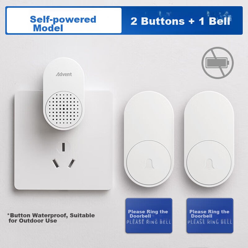JD Jing Zao Advent Self-Powered Wireless Doorbell, Battery-Free, Waterproof Home Call Button, FL-2 Two-Way - Image 1