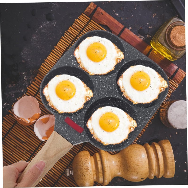 SVULINT 4 Block Non Stick Egg Frying pan with Detachable Wooden Handle Multi Purpose Use for Omelet uttapam idli Poached Egg - Image 3