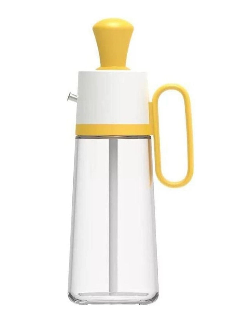 Kitchen Cooking 3 In 1 Silicone Cover  Bottle Glass Olive Oil and Vinegar With Silicone Brush-Yellow 630ml - Image 1