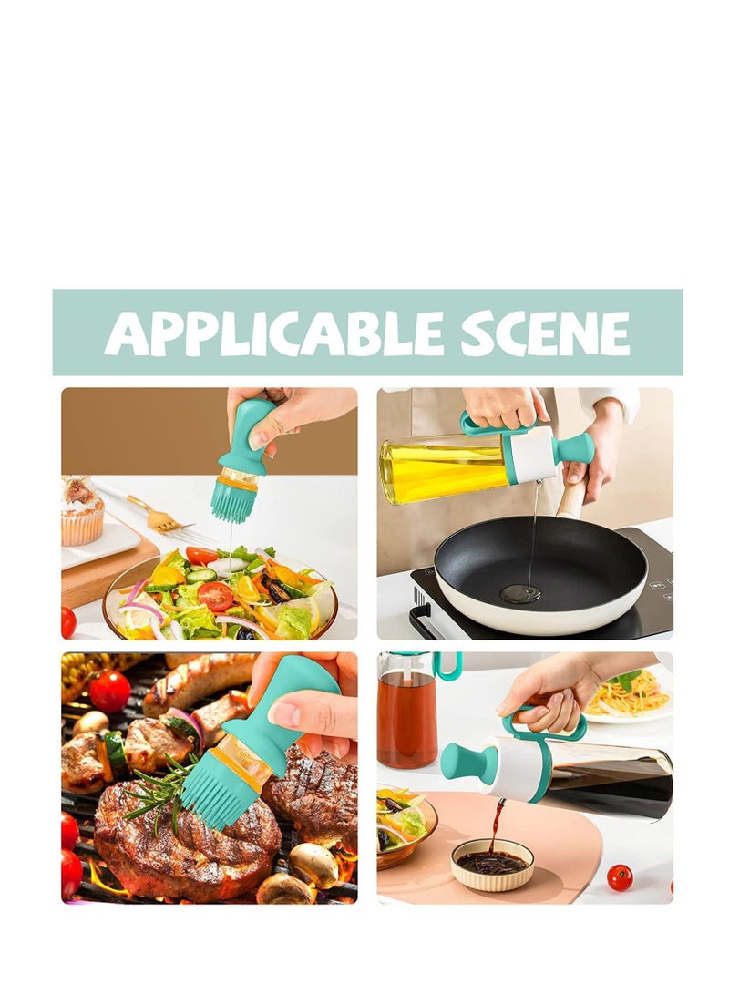 Kitchen Cooking 3 In 1 Silicone Cover  Bottle Glass Olive Oil and Vinegar With Silicone Brush-Yellow 630ml - Image 5