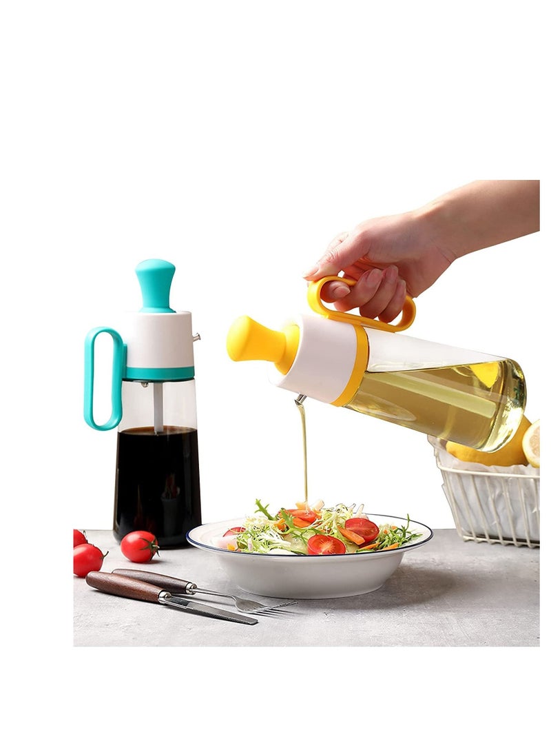 Kitchen Cooking 3 In 1 Silicone Cover  Bottle Glass Olive Oil and Vinegar With Silicone Brush-Yellow 630ml - Image 4