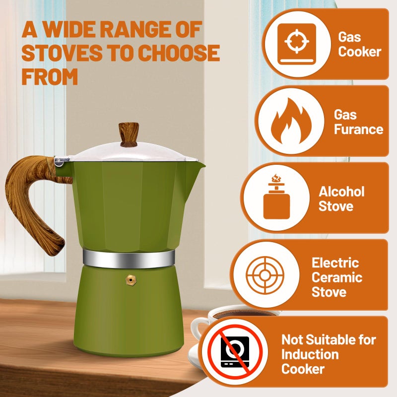 DITOSH 3 Cup Aluminum Espresso Stovetop Moka Pot Express Coffee Maker Percolator Italian Classic Mocha Coffee Machine for Italian and Cuban Cafe Brewing for Home & Camping 150ml 5oz - Image 4