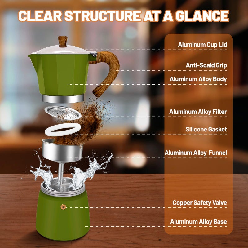 DITOSH 3 Cup Aluminum Espresso Stovetop Moka Pot Express Coffee Maker Percolator Italian Classic Mocha Coffee Machine for Italian and Cuban Cafe Brewing for Home & Camping 150ml 5oz - Image 3