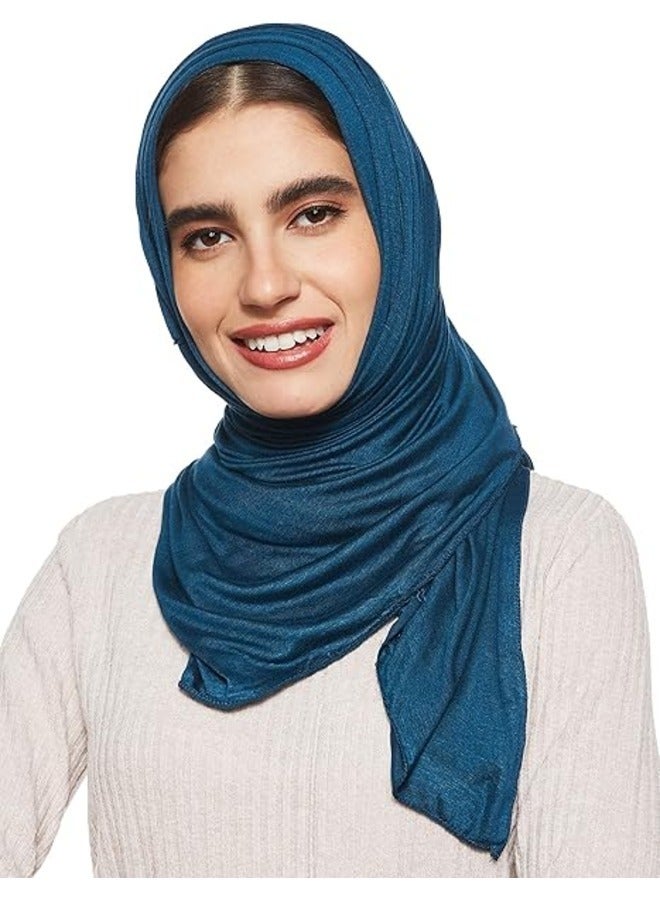 Jersey Stretch Shailah Hijab – Soft Dark Cerulean Islamic Headscarf and Shawl - Image 2
