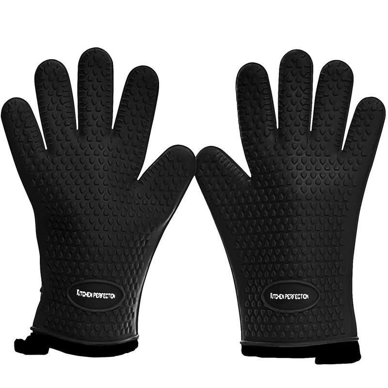 KITCHEN PERFECTION XL Silicone Smoker Oven Gloves Extreme Heat Resistant BBQ Gloves Handle Hot Food Right on Your Grill Fryer Pit Waterproof Oven Mitts Grill Gloves Superior Value Set3 Bonuses