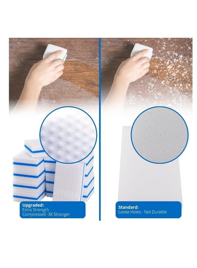 إسفنجات سحرية لتنظيف، إسفنجة ملامين، 20 قطعة سميكة جداً تدوم طويلاً بكثافة 3X، إسفنج سحري متميز، وسادات تنظيف رغوية لتنظيف أسطح متعددة. - Image 3