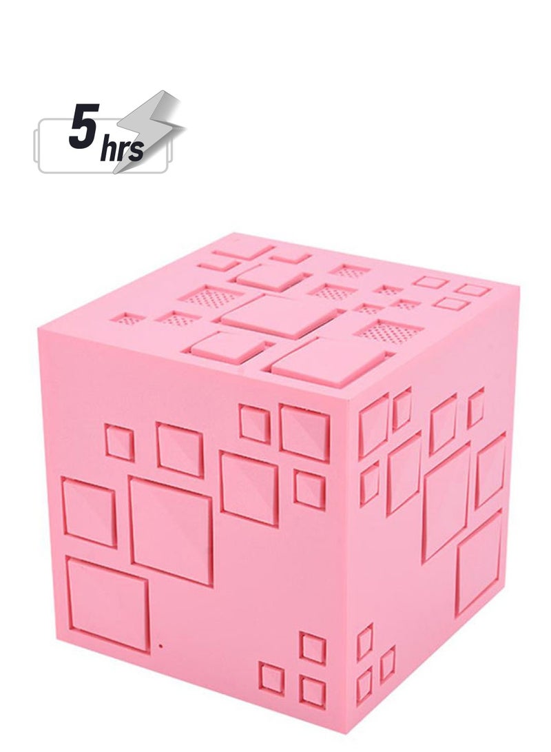 NIBEMINENT Cube Shaped Wireless Speaker Pink - Image 1
