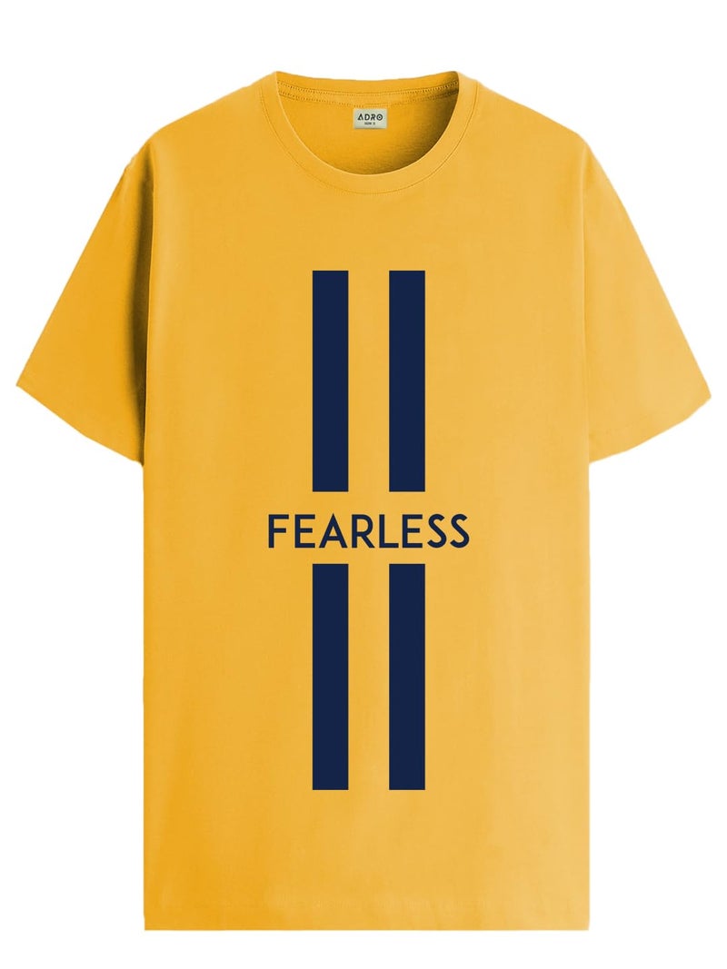 ADRO Men's Fearless Printed Cotton T-Shirt in Mustard - Image 1