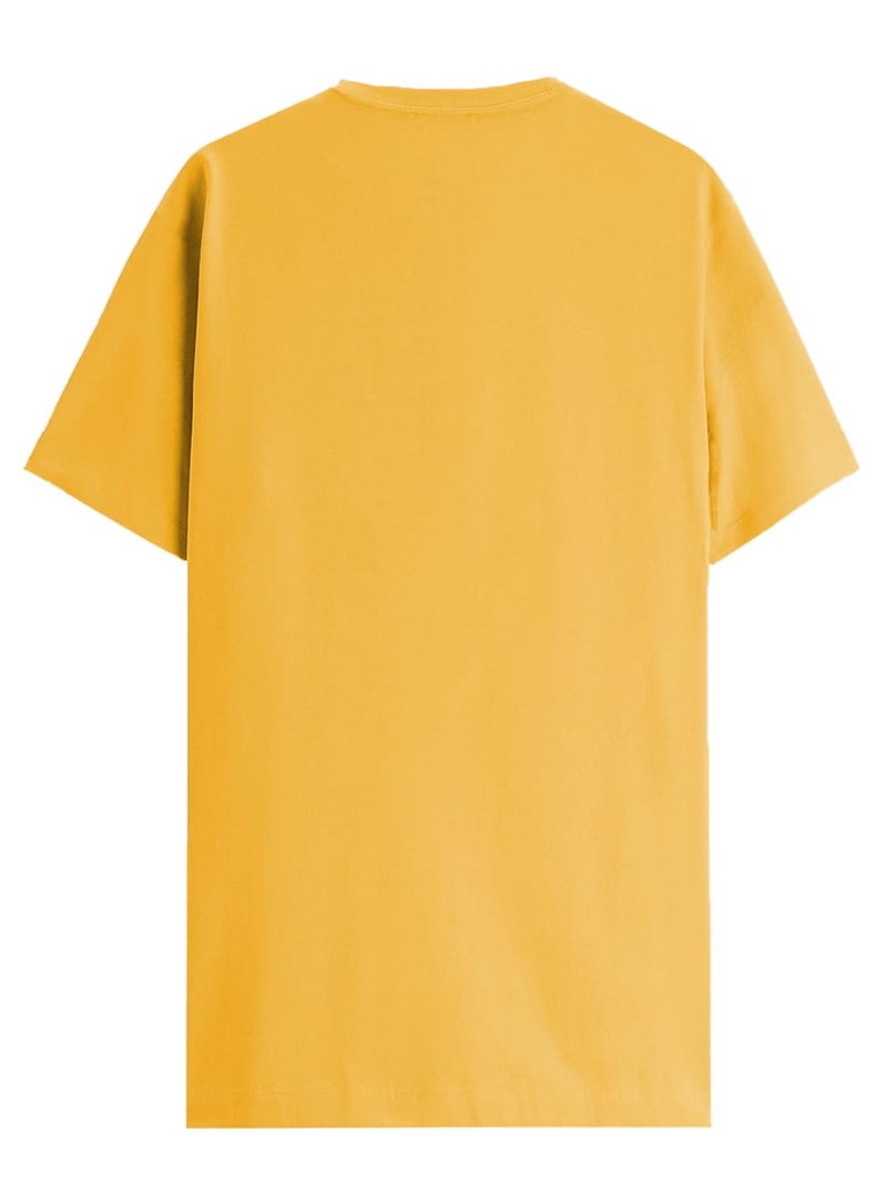 ADRO Men's Fearless Printed Cotton T-Shirt in Mustard - Image 2