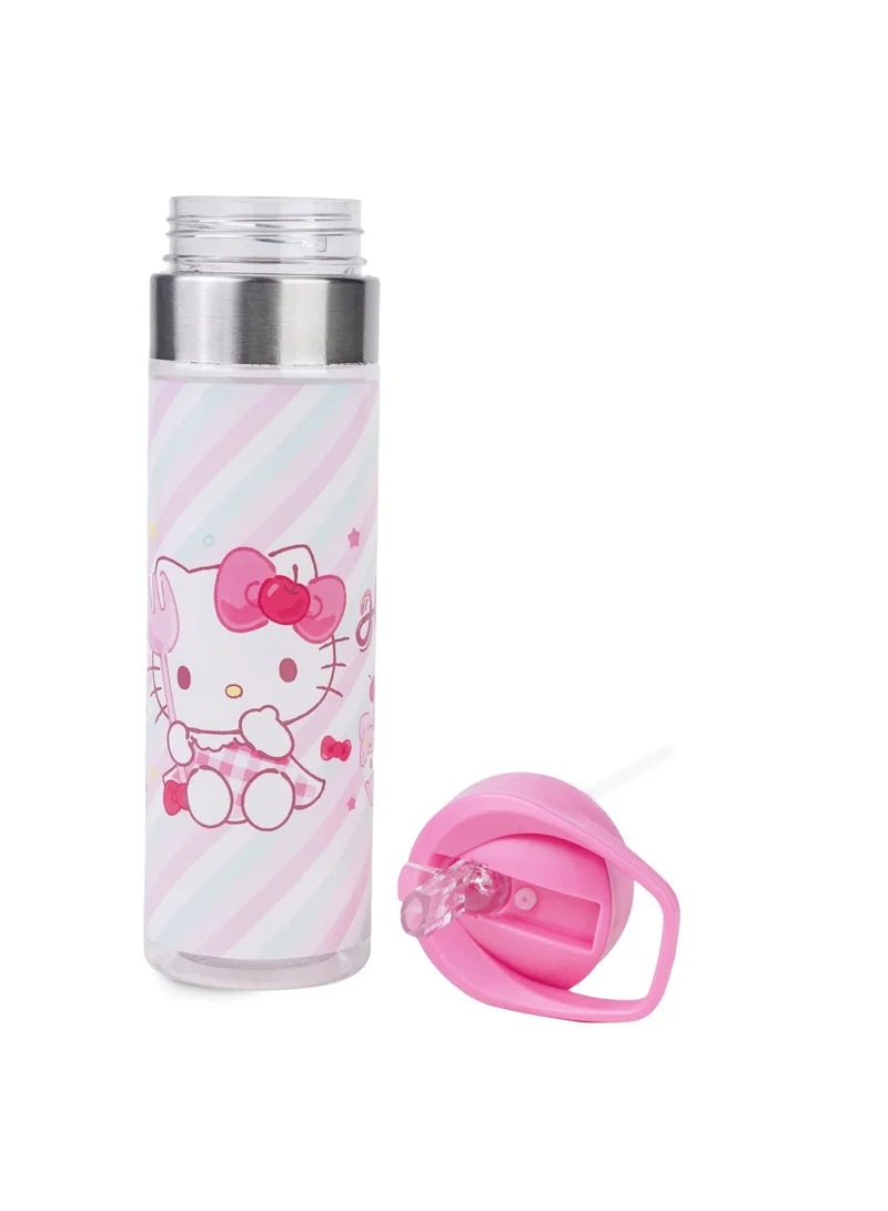 Sanrio  Sanrio Hello Kitty Regular Water Bottle 650ml | Kids Plastic Water Bottle with Straw Lid | Hello Kitty Reusable Drinking Bottle for School, Travel & Sports | Leak-Resistant Water Bottle for Women | Best Price UAE