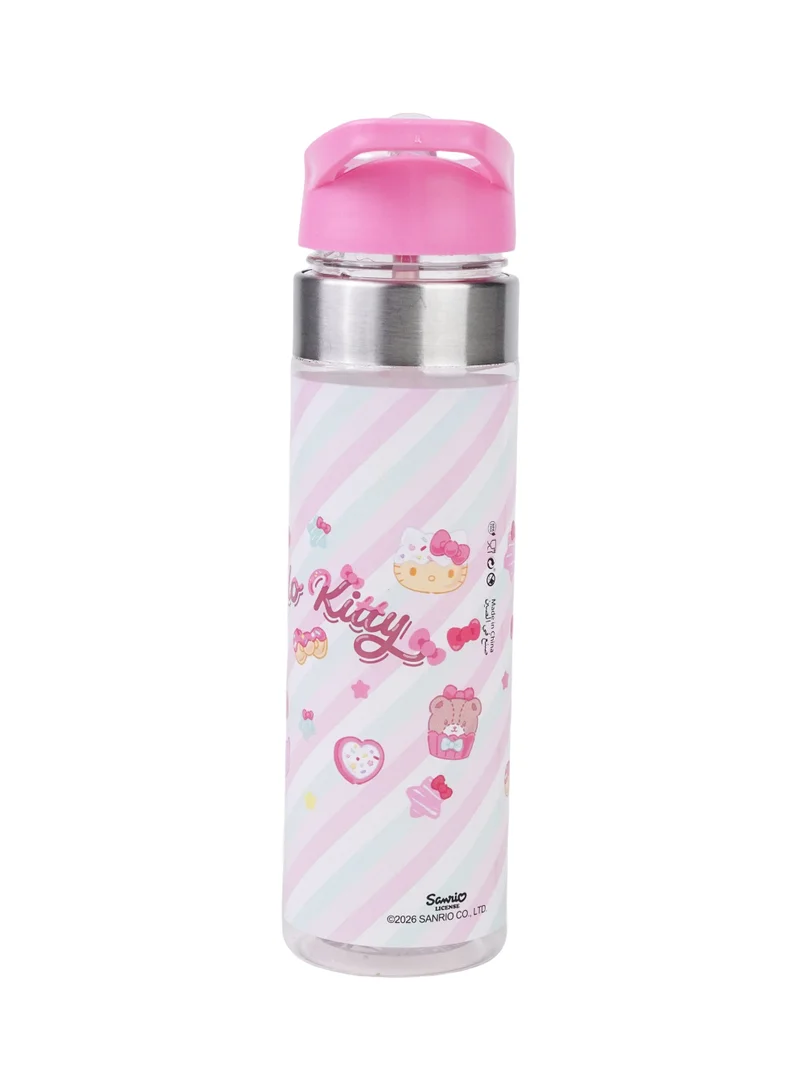 Sanrio  Sanrio Hello Kitty Regular Water Bottle 650ml | Kids Plastic Water Bottle with Straw Lid | Hello Kitty Reusable Drinking Bottle for School, Travel & Sports | Leak-Resistant Water Bottle for Women | Best Price UAE
